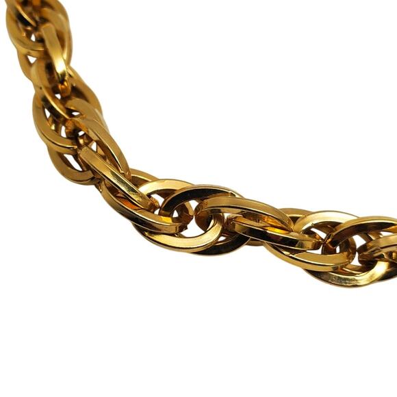Classic Gold Rope Chain Necklace Chunky Twisted Link Vintage Statement Thick 80s - Picture 4 of 7